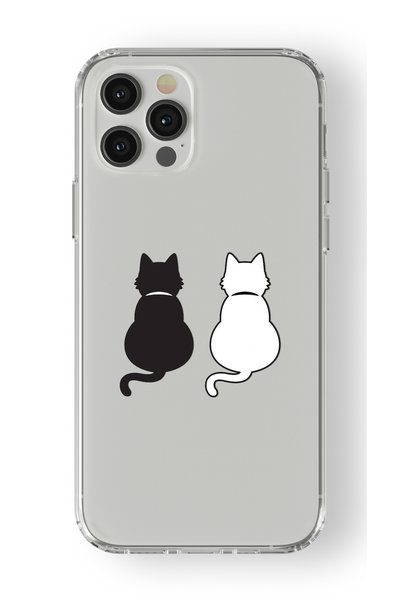 Multitronic iPhone 12 Pro Compatible Black White Cat Design Printed Transpare...