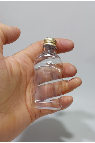 wellLine 200 Adet 50ml pet plastik Şişe Küçük Gold Metal Kapaklı Çok Amaçlı S...