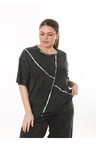 vividbutik Plus Size Cotton Washed 2-Piece Blouse Pants Set