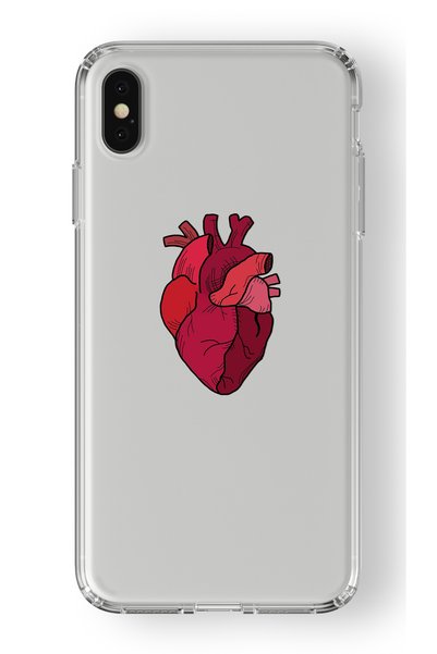 Multitronic حافظة شفافة مطبوعة بتصميم قلب متوافقة مع هاتف Iphone Xs Max