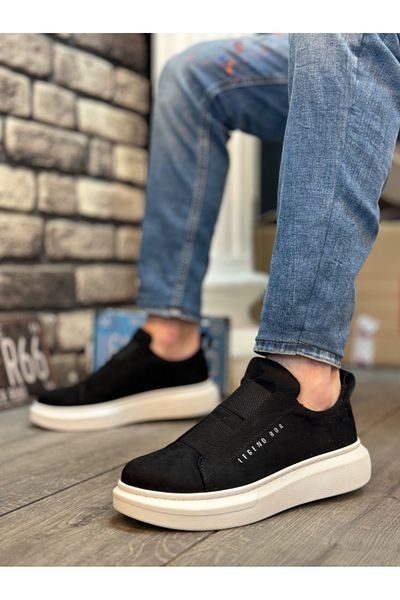 BOA BA0307 BOA Thick Suede Double Tape Black White Sole Men's Shoes