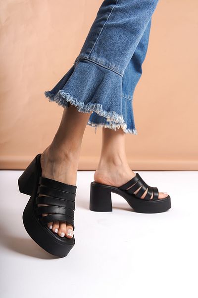 SEEM & BE Papuci de damă cu toc cu platformă groasă Livia - 7 Cm