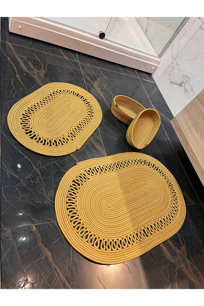 naylişhome 60x100-40x60 طقم حمام 2 حصيرة 2 سلة الجوت، الخوص، طقم سجادة الحمام...