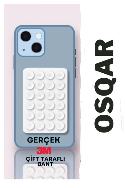 Osqar Telefon Tutucu Ahtapot Vantuz Beyaz Renk Gerçek 3M Yapışkanlı BEYAZ