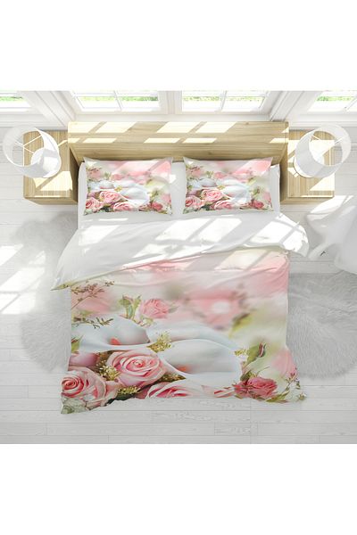 Erays Home Set cuvertură de pilota cu două dimensiuni (Fără cearșaf) cu imprimeu digital 3D Dusty Rose