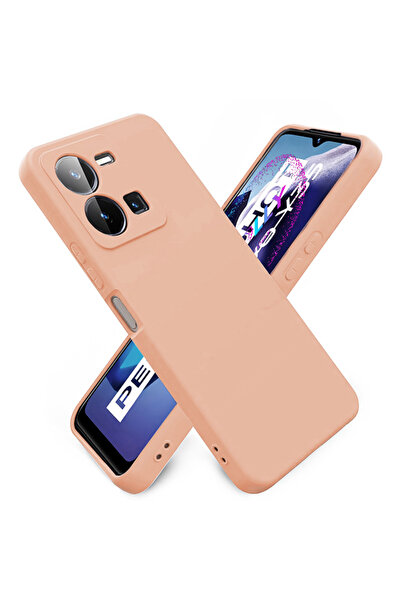 Molly Vivo Y22S İçin Kum Pembesi Liquid İçi Kadife Silikon Kılıf