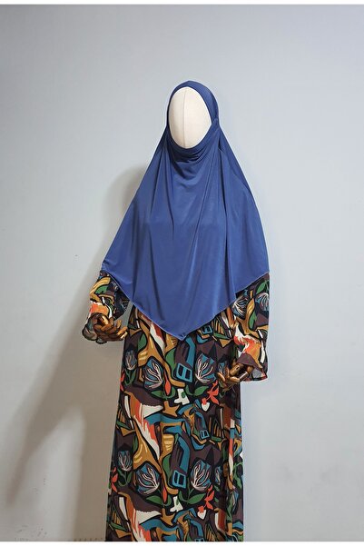 AHRAR tesettür إنديجو ساندي سوفليه كيمار - قصير، مناسب للحج والعمرة