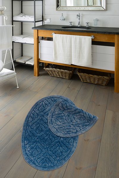 Alanur Home Παλάμη Οβάλ Βαμβακερό Σφουγγαρίστρα 2 Συσκευασιών Αντίκα Μπλε
