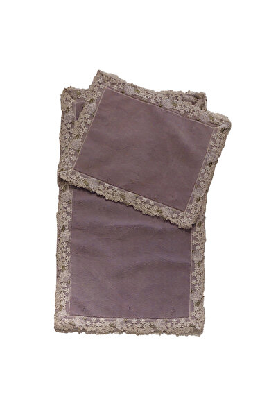 Alanur Home Julianna Lilac Cotton Lacy Toilet Set - 2 Pieces