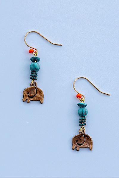 Lila Rosa Ethnic Authentic Earrings - Elephant Figured