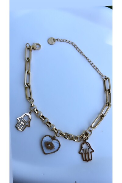 Accessories Çelik Sembolik Sarkıntılı Kombin Bileklik