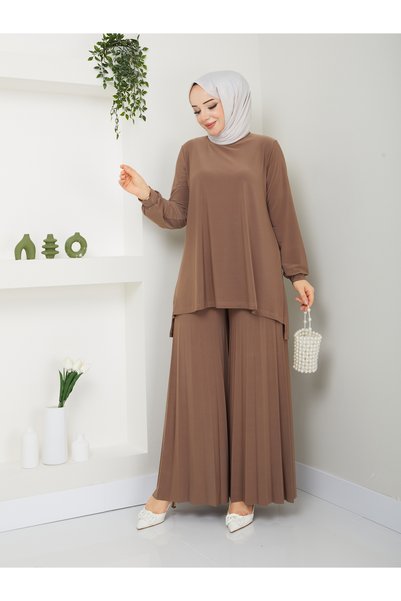MODAMÜNASİP Harika Rahat Ve Şık Kendinden Kalın Piliseli Pantolon Düz Sade Tunik İkili Takım ??