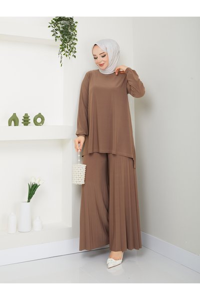 MODAMÜNASİP Harika Rahat Ve Şık Kendinden Kalın Piliseli Pantolon Düz Sade Tunik İkili Takım ??