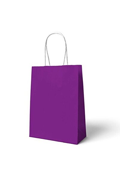 ecenplast Mor Kraft Çanta 18x8x24 ( 25 Adet ) ( Kağıt Poşet Çanta )