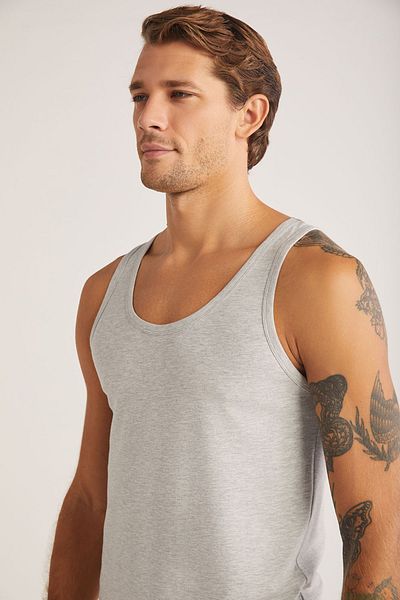 Kom Men's gray fashionL Cotton Tank Top 2 Pack new