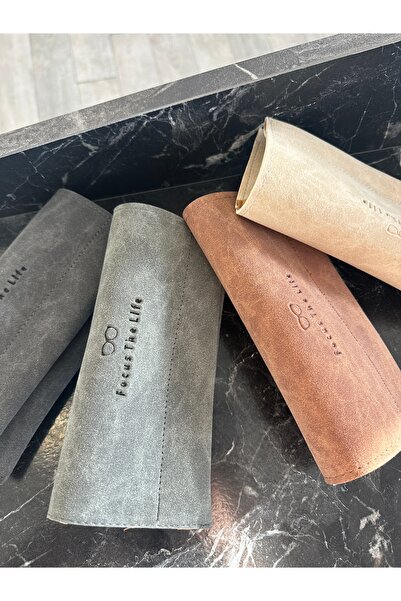 AMORE Süet Gri Gözlük Kabı