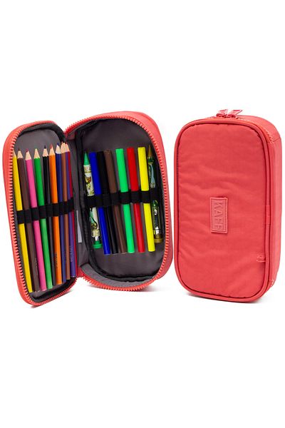 FCSTORE Waterproof Salmon Colored Pencil Case - Crinkle Fabric, Kaff Compartment Pen Holder