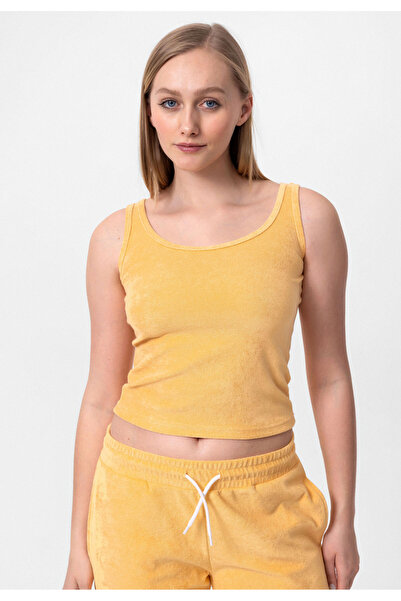 COOLHILL Kadın Havlu Kadife Kumaş Crop Atlet Bluz