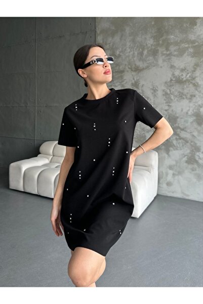 Ekim Store Siyah Taşlı Elbise