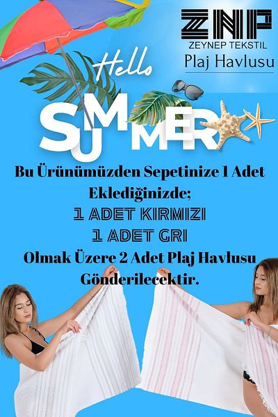 Zeynep Tekstil Basic 2 Pieces 75x150 cm Beach Towels Peshtemal Towels