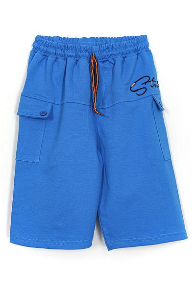 DobaKids Cargo Pocket Λεπτομερές αγορίστικο χτενισμένο βαμβακερό σορτς 5-12 ετών μπλε