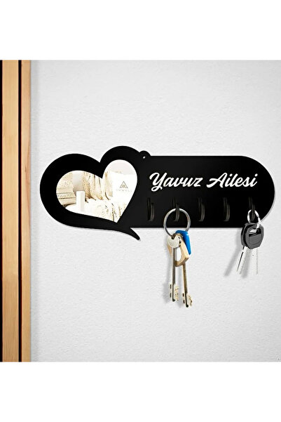 PLANET STORE Dekoratif Anahtarlık Askısı Isme Özel Organizer Anahtar Düzenleyici Mdf Kalp