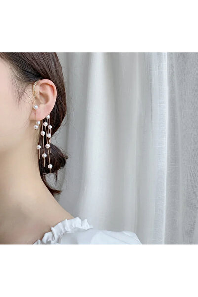 Girift Vintage Goldy Inci Püsküllü Tekli Küpe