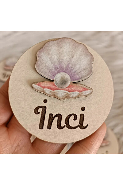 doğrukan İnci konsept ahşap taban figürlü magnet hediyelik yenidoğan doğum gü...