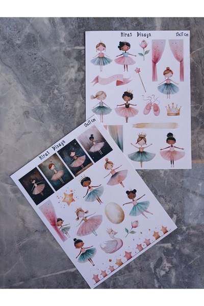 Hiras Dizayn ملصق راقصة الباليه اللطيف ملصق فتاة الطفل مجموعة ملصقات رصاصة مجلة سكرابوك جدول الأعمال 2 صفحة