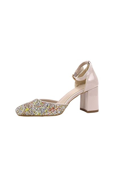 bescobel Women's Gelşam Nude Stone Front Evening Dress Shoes 7.5 cm 112