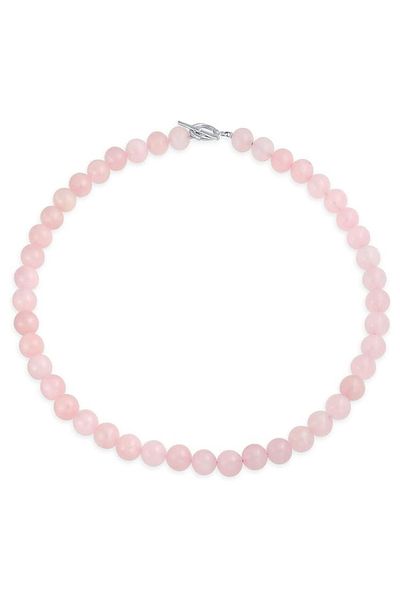 NBS Beautiful Naturel Stones Pink Quartz Real Natural Stone Necklace A Quality 40 cm
