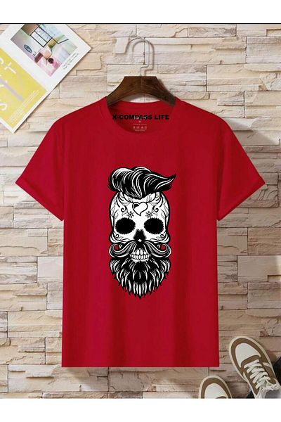 x-compass life Men's THsort - Black Beard Printed