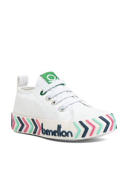 Benetton   Bn30640 3394 Біло-зелені дитячі кросівки