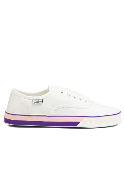 Benetton ® | BN-30956- Λευκό Λιλά - Γυναικεία Αθλητικά Παπούτσια