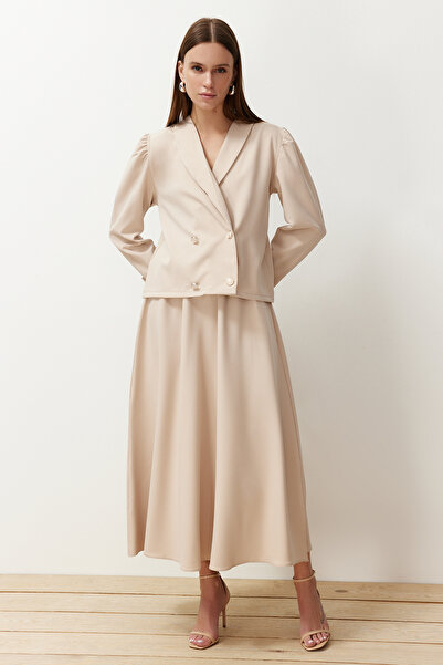 Trendyol Modest Stone Woven Fabric Jacket Skirt Bottom-Top Set TCTSS24US00063