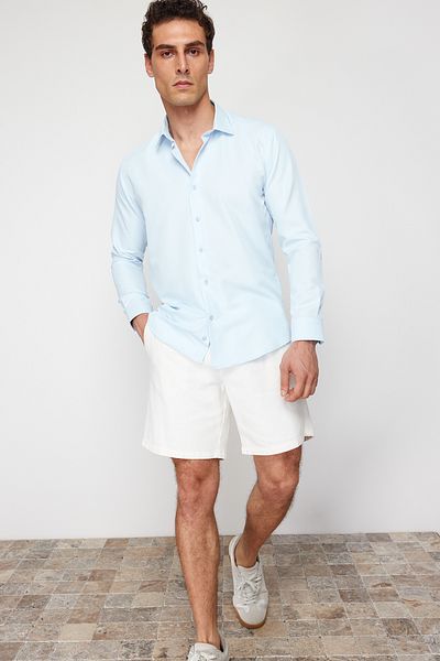 Trendyol Collection Светлосиня мъжка риза Smart Slim Fit - Лесно гладене, Tmnaw24Go00096