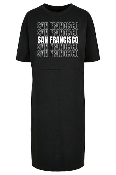 Merchcode Damen Ladies San Francisco X Organic Maxi-T-Shirt-Kleid mit Schlitz