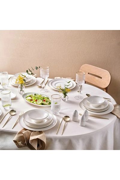 Karaca Streamline Nefeli Gold 12 Personen Geschirrset, 56 Teilig