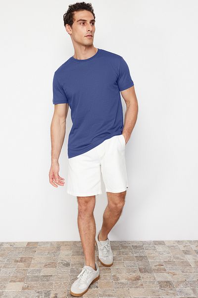 Trendyol Collection Navy Blue Crew Neck 100% Cotton T-Shirt - TMNSS21TS0808