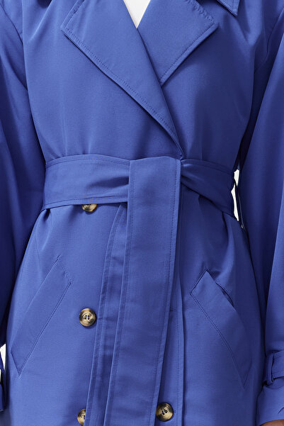 Trendyol Collection Saks Oversize széles vágású öves vízlepergető hosszú treck kabát TWOSS21TR0005