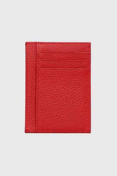 Grande Unisex Red Real Leather Card Holder