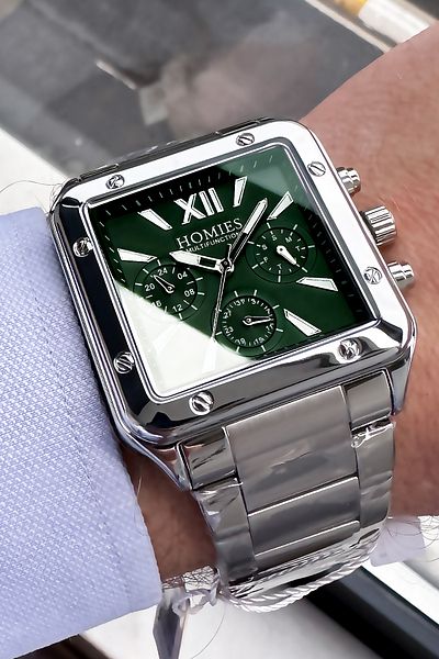 Homies Men's Wristwatch 3 Atm Waterproof Silver Color Steel Cord Bracelet Gift Hme2005c3