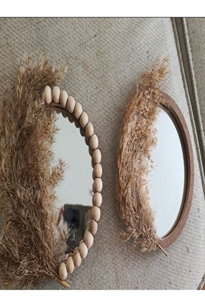 FN 2 Bohem RAFYA DOĞAL JÜT Dekoratif Parlak Şık Hasır Duvar Salon Süs Aynalar...