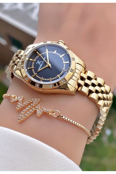 Daniel Klein Brand Gold Color Small Case Thin Cord Women's Wristwatch - Bracelet