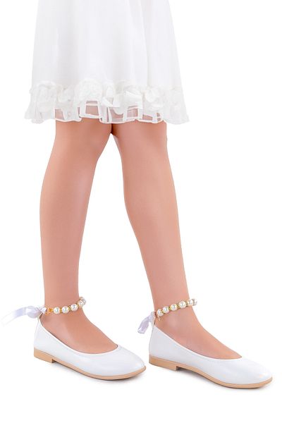 KARAMAZI Balerini elastici cu perle pentru fete - Karamazı Kids Skin Arç 01
