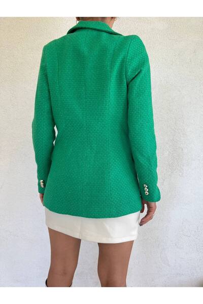 dükkan10butika Benetton Green Blazer Jacket - Πανί με επένδυση, φόδρα και Chanel