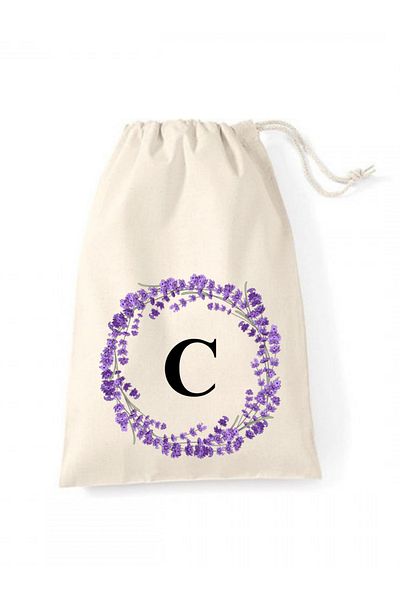 Elbasan Tekstil 20 X 30 Raw Cloth Pouch Letter C Printed Drawstring Raw Cloth Pouch (1 Piece)