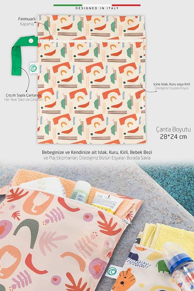 Elele Life Wet Dry And Dirty Baby Bag Liquid Proof Large Size 28x24 cm Shapes