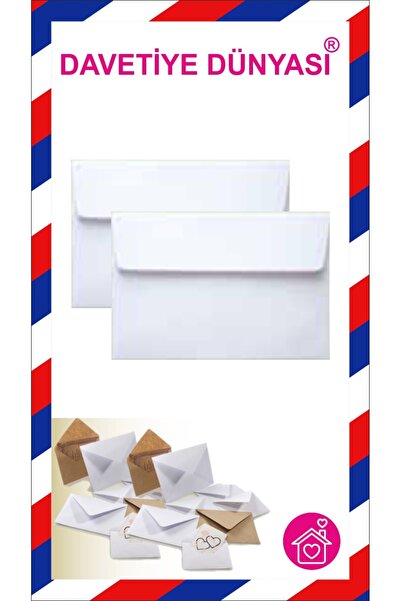 Davetiye Zarfı 11 cm  x 22 cm Buklet 1. Hamur 110gr 250 Adet Düğün Nikah Sünnet Nişan Etkinlik Zarf