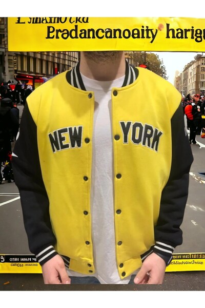 FG KONNİCHİWA Bomber College Coat with Elastic Waist I College Jacket with Astaer Inside Model